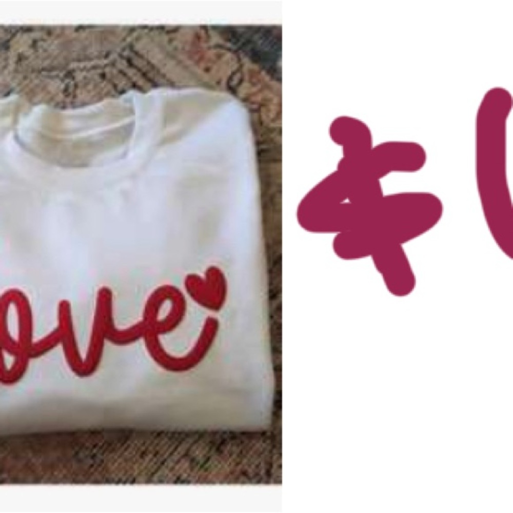 White T-Shirt with Red Love Print